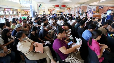 Unemployment falls but still above last year
