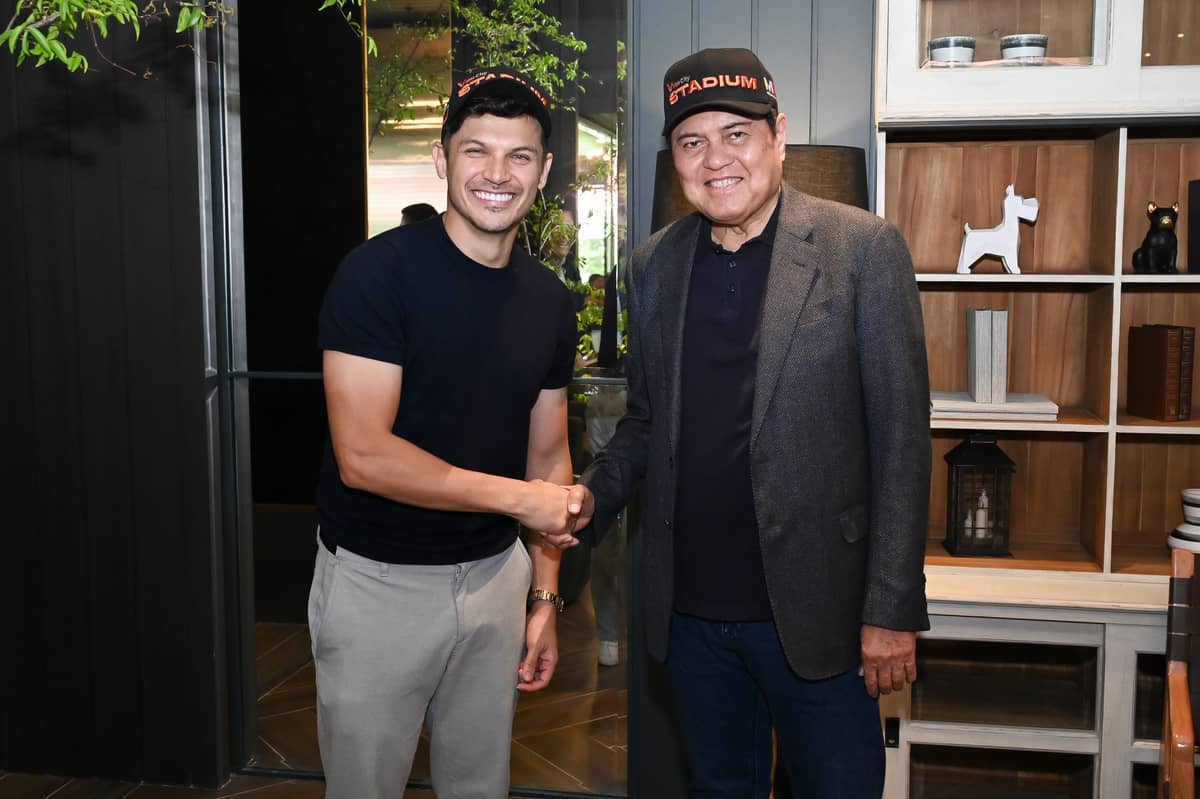 FOR the love of football. Villar Group chairman Manny Villar with All Star Properties Inc. COO and professional football player Misagh Bahadoran.