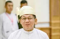 FORMER Myanmar military chief and Myanmar president Min Aung Hlaing leaves after his sworn-in ceremony during a session of the Pyidaungsu Hluttaw (Union Parliament) in Naypyidaw on 10 April 2026.