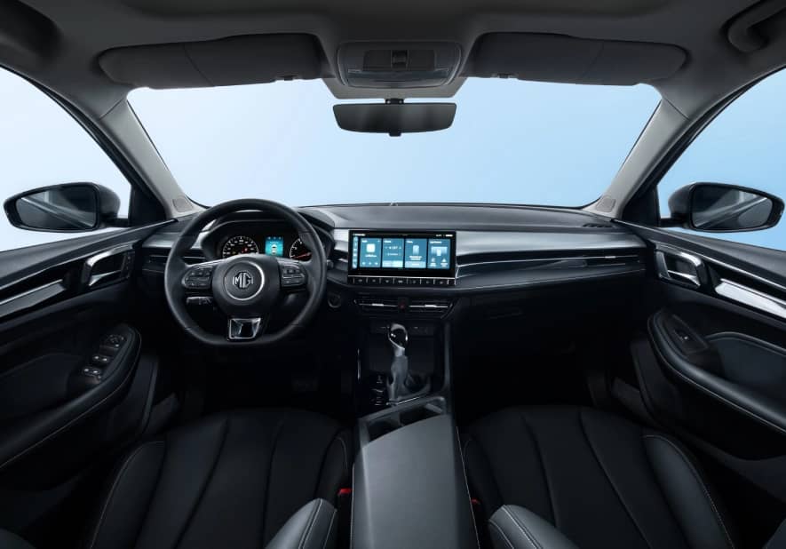 INSIDE the MG5 Prestige cabin, a 10.25-inch infotainment screen sits with rear vents and added space for passengers.