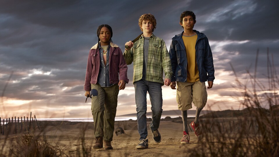 LEAH Sava Jeffries, Walker Scobell and Aryan Simhadri in 'Percy Jackson and the Olympians.'