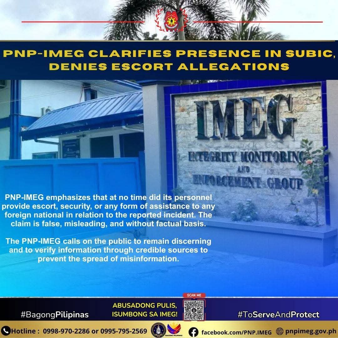 PNP-IMEG denies escorting convicted felon in Subic tourism facility