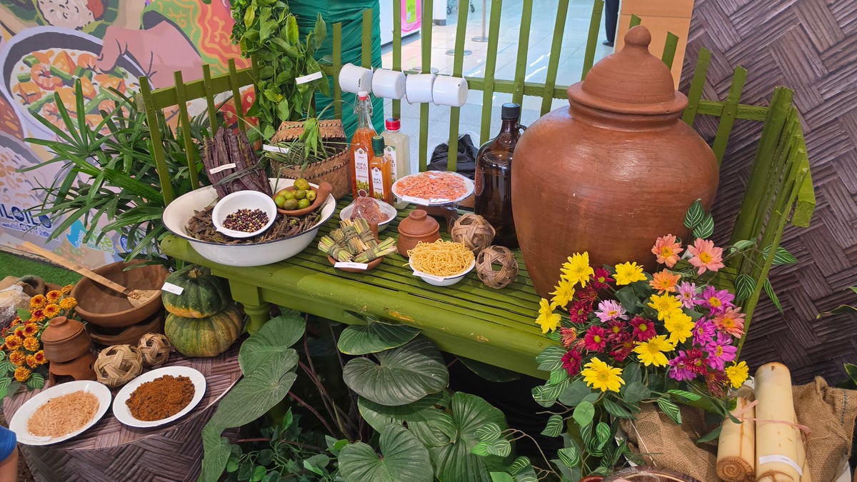A DISPLAY of a traditional kitchen with different ingredients.