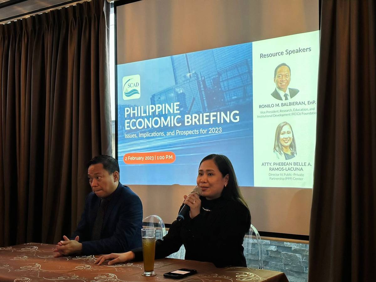 GROUNDWORK for progress Ronilo Balbieran, vice president of the Research, Education and Institutional Development Foundation (left) and Phebean Belle Ramos-Lacuna, Public-Private Partnership Center director, break down the infrastructure buildup push of the administration of President Ferdinand Marcos Jr.Groundwork for progress Ronilo Balbieran, vice president of the Research, Education and Institutional Development Foundation (left) and Phebean Belle Ramos-Lacuna, Public-Private Partnership Center director, break down the infrastructure buildup push of the administration of President Ferdinand Marcos Jr.