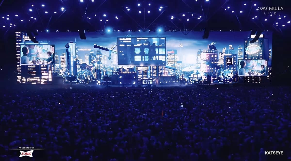 The crowd for Katseye's stage at Coachella 2026.