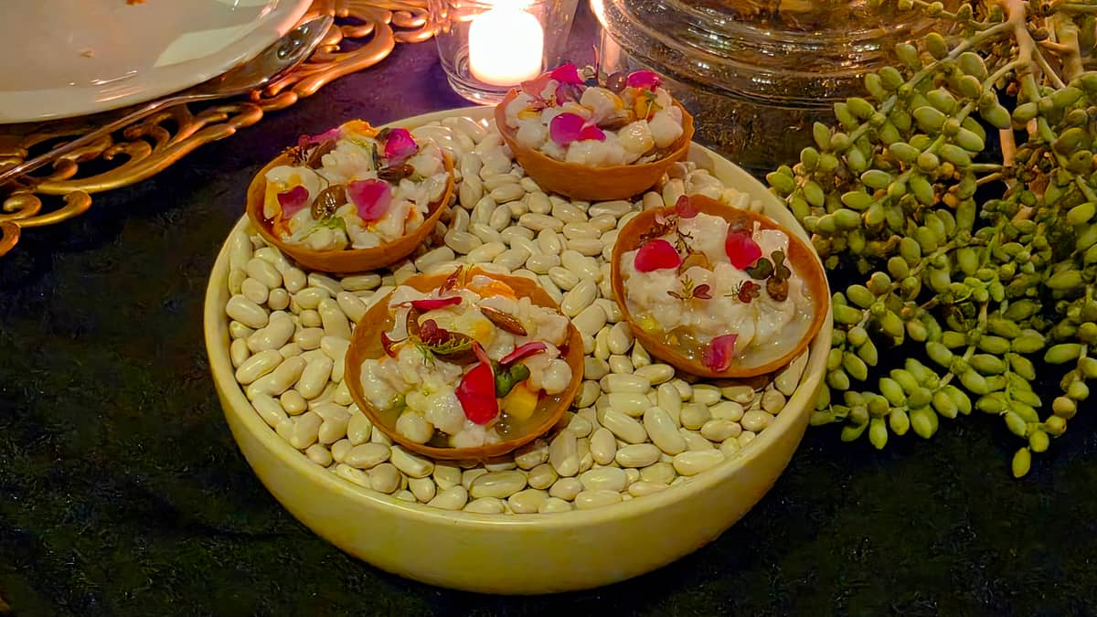 GINGAW kinilaw in corn tartlets.