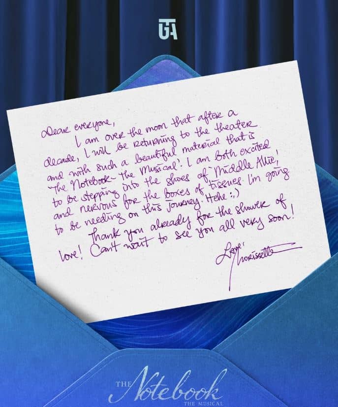MORISSETTE pens a letter following her casting in the musical.