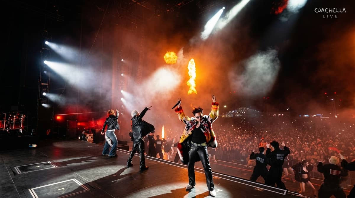 FANS celebrate as iconic hits echo across the Coachella Valley during BigBang's explosive set.