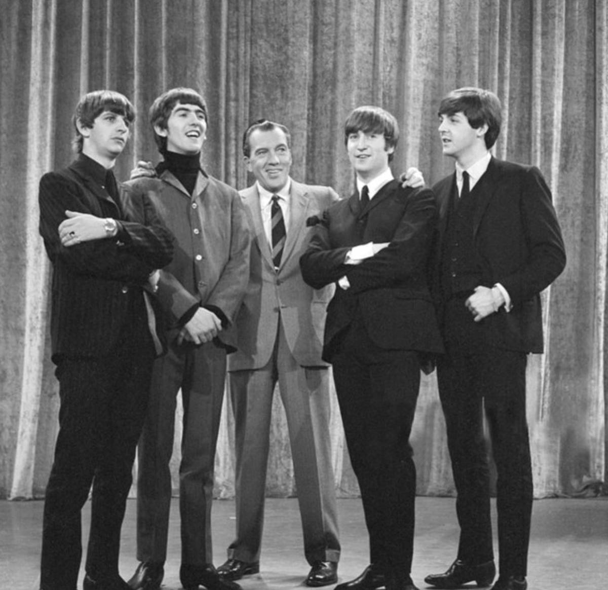 Pictured here with The Beatles when they appeared on "The Ed Sullivan Show," Ed Sullivan was an influential figure in making the careers of many artists from the 1950s to the 1970s.