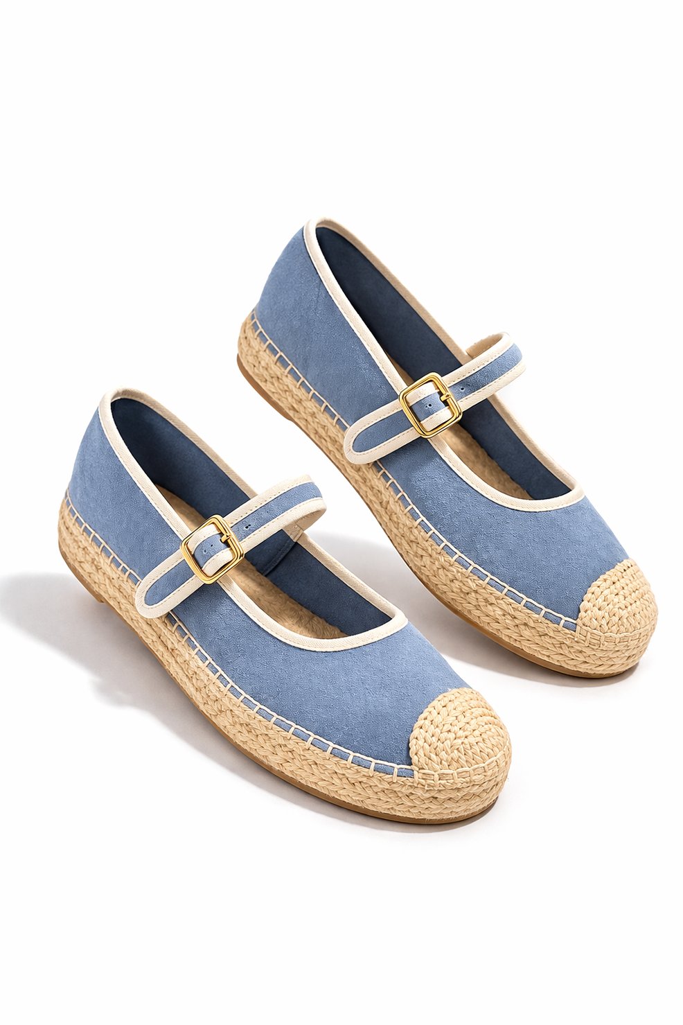 BAMBI classic Maryjane flat with a soft fabric upper, contrast trim and espadrille-inspired sole.