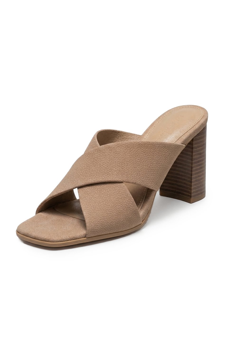 Parisian Briona block heel slide with crisscross straps
