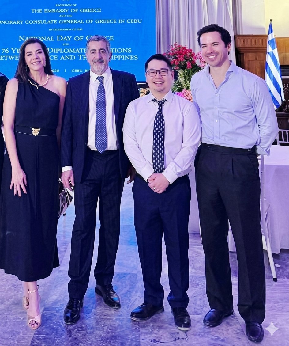 AMBASSADOR of Greece Ioannis Pediotis, Mrs. Aliki Pappa, with  Consul General Michael Acebedo Lopez and Jokin Aboitiz.