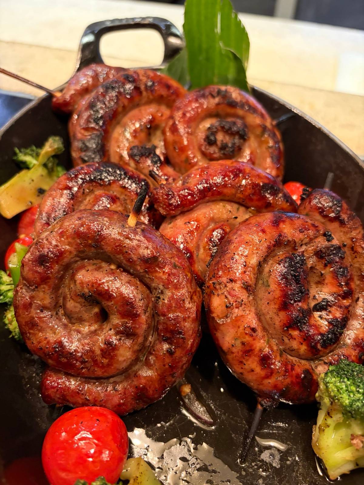 GRILED sausage skewers.