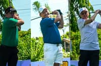 JGFP president Oliver Gan, national coach Ramon Brobio and businessman John Gaisano of JS Gaisano Malls hit the ceremonial tee-off, signaling the start of the JGFP World Team Championships on Friday at the Apo Golf and Country Club in Davao City.
