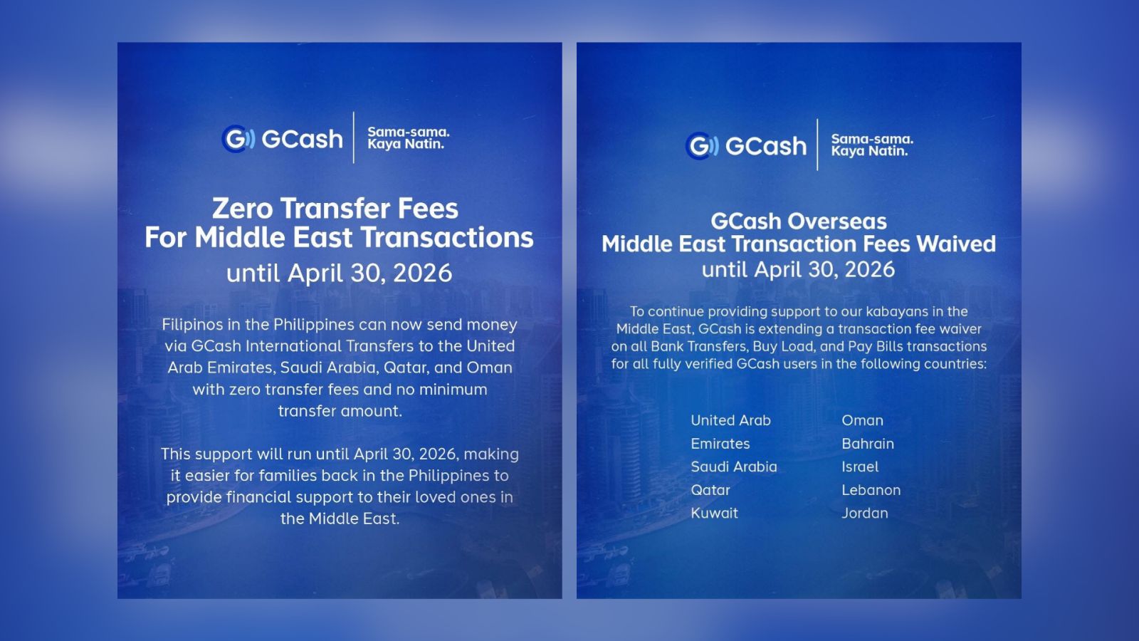 GCash extends transfer fee waiver for Middle East transactions