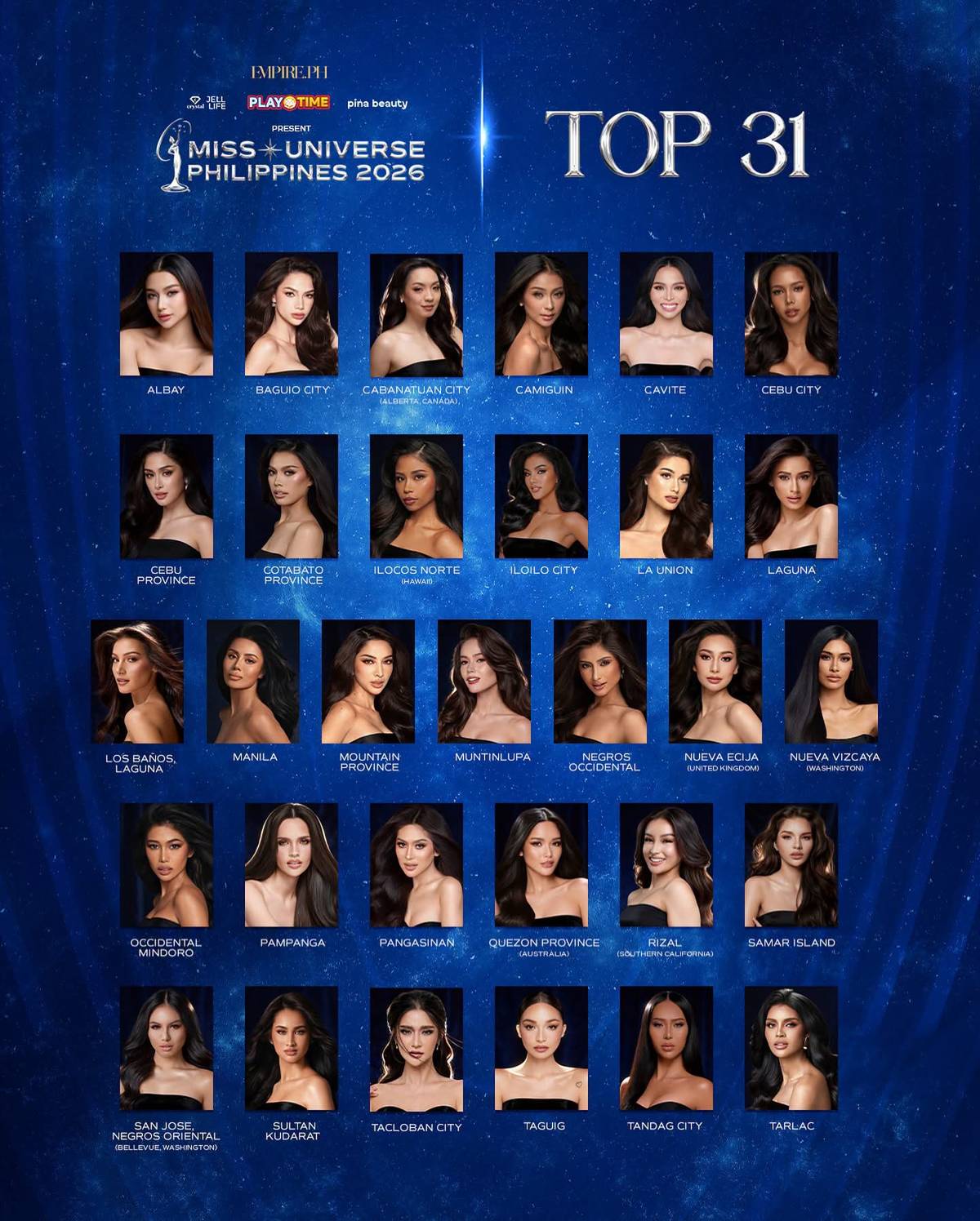 This years top 31 delegates for Miss Universe Philippines