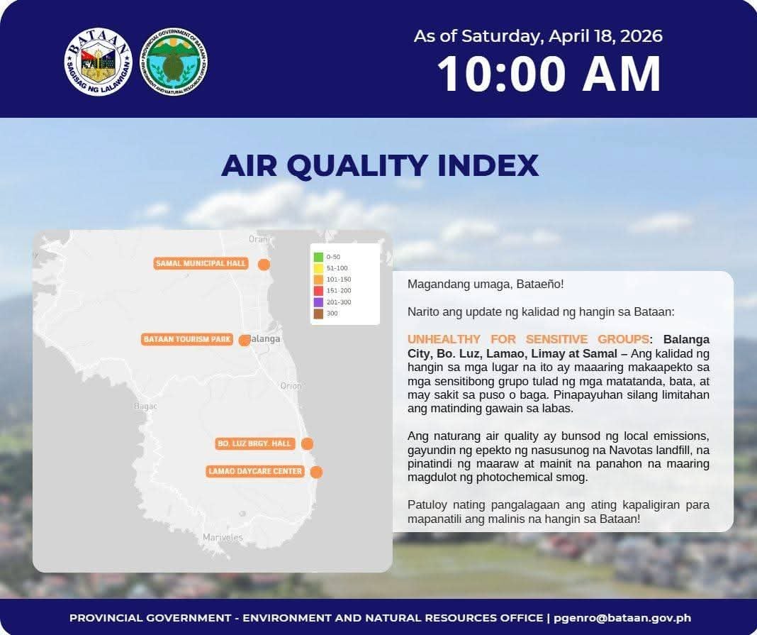 ENRO Bataan warns sensitive groups as Navotas landfill smoke affects air quality