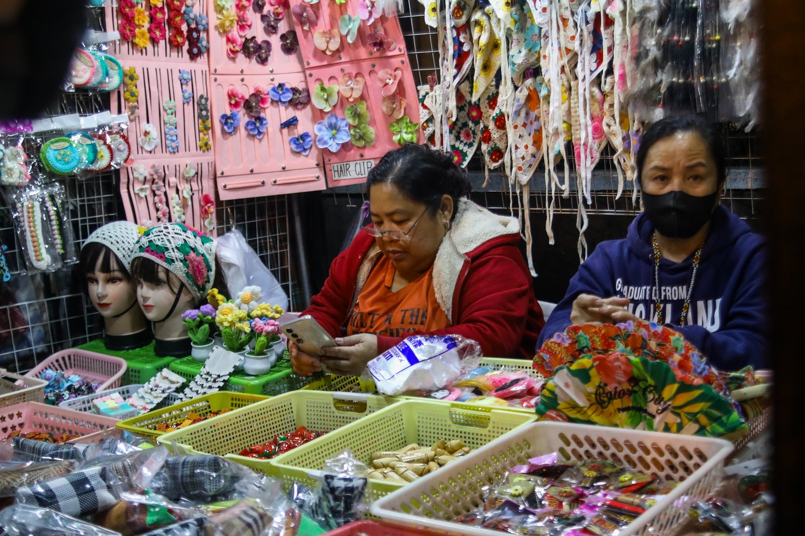 Various tents selling souvenirs, thrifted goods, and food are seen standing along Harrison Road, Baguio City on Friday, 18 April, 2026.| Aram Lascano