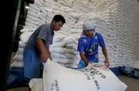 WORKERS at the National Food Authority weigh rice under the P20-per-kilo program of Ferdinand Marcos Jr. at an NFA warehouse in Valenzuela City on 19 February 2026, ahead of distribution to beneficiaries.