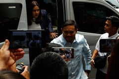 Senators Mark and Camille Villar appear before the DOJ