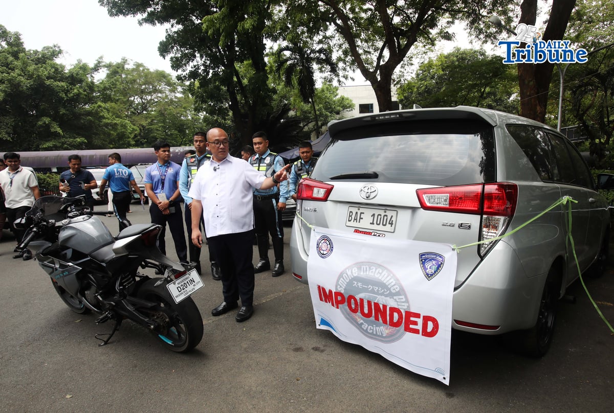 (April 20 2026) LTO Chief Markus Lacanilao impounded an suv and a bigbike from two separate vloggers, Smoke Machine PH and Ishi Lee, for violating the speed limit and other traffic laws as he shows the vehicles to the media at the LTO Central office in Quezon City on Monday, April 20, 2026. Photo/Analy Labor