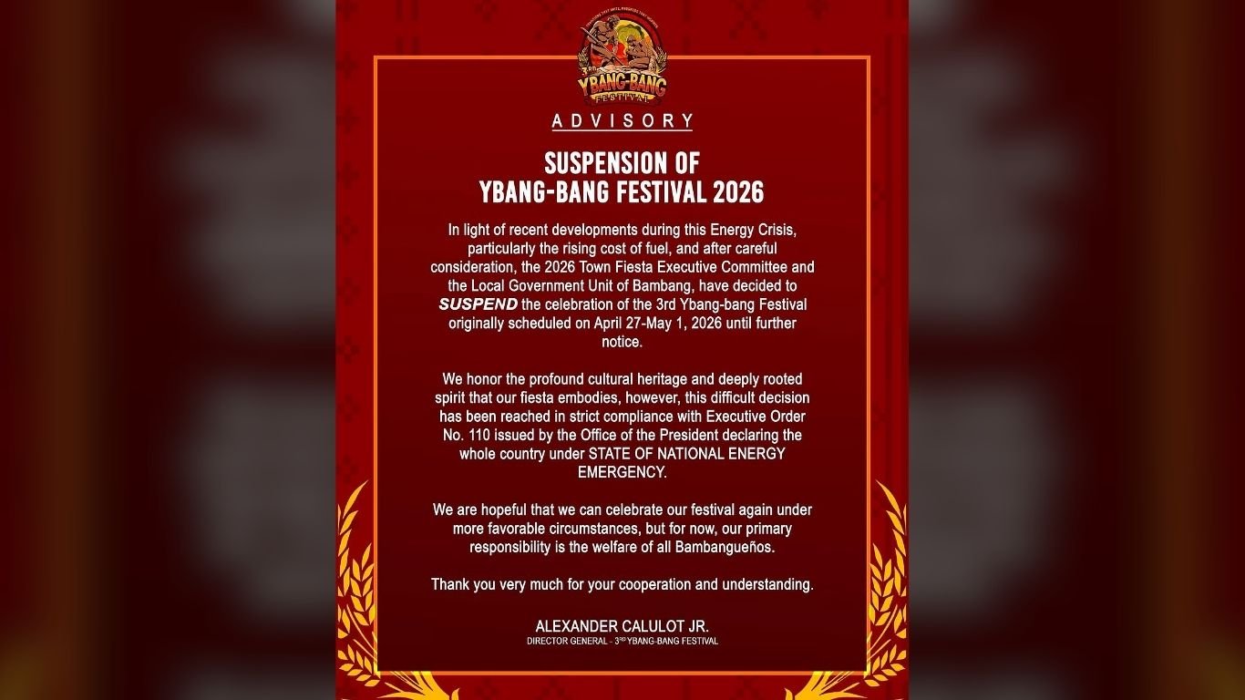 Bambang suspends festival amid economic crisis