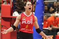SAVI Davison screams after erupting for 33 points to power PLDT to a 22-25, 25-21, 27-25, 26-28, 15-11 win over Farm Fresh in Game 1 of the PVL All-Filipino Conference best-of-three battle for third place series on Tuesday at the Smart Araneta Coliseum.