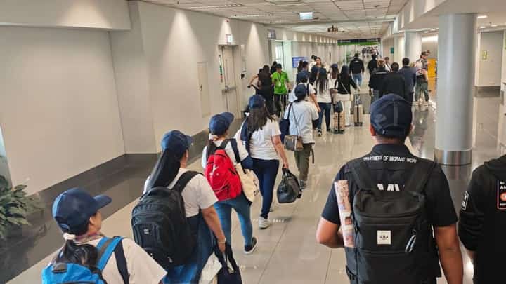 TWENTY-FIVE overseas Filipino workers arrive at Ninoy Aquino International Airport Terminal 3 in Pasay City. The group, consisting of 14 caregivers from Israel and 11 household service workers from Lebanon, was repatriated by the Department of Migrant Workers and the Department of Foreign Affairs due to the ongoing conflict in the Middle East.