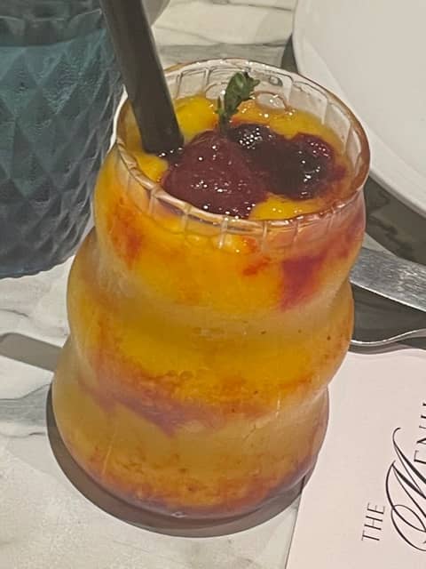 MANGO and Blueberries drink.