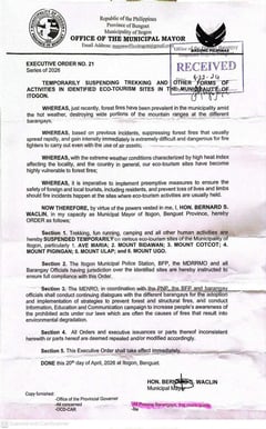 Itogon suspends trekking amid forest fires