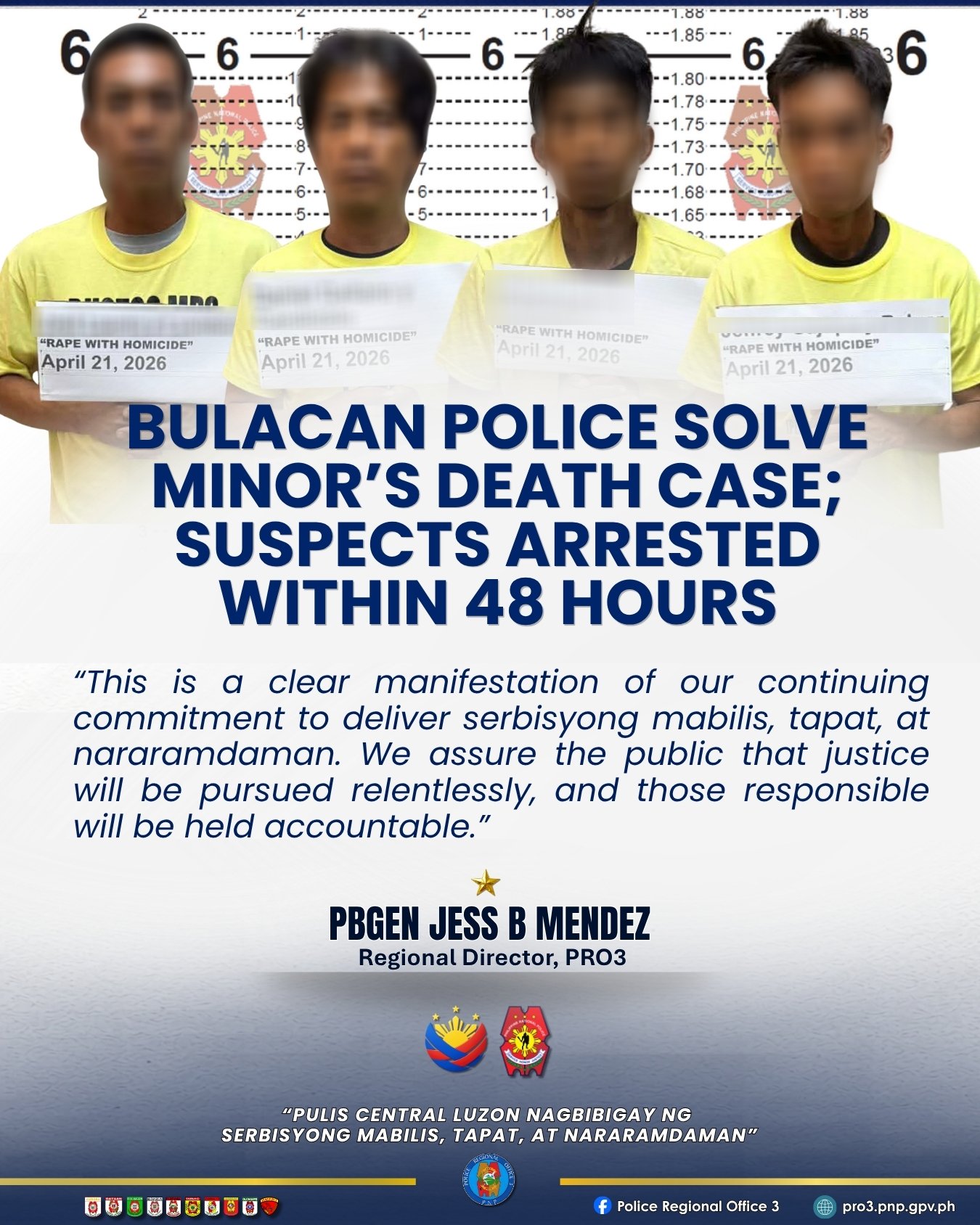 Four arrested for killing a minor in Bustos