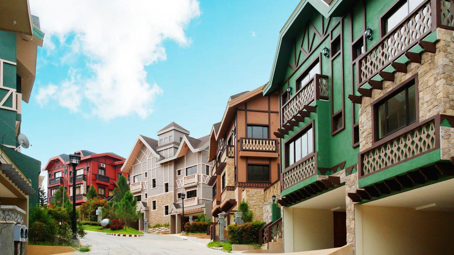 SWISS-inspired architecture lines the pathways of Crosswinds Tagaytay, a popular destination for visitors seeking scenic views.