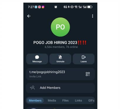 The Telegram channel used to recruit individuals to work in Cambodia.