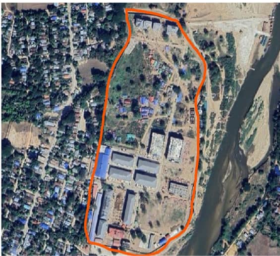Aerial image of the Shunda compound in Burma, where forced labor carried out fraud under threat of violence.