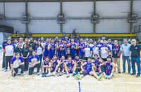 THE CEU Scorpions celebrate with school officials Dr. Carlito B. Olaer, vice president for Student Affairs; Jericho Orlina, assistant vice president for Business Affairs; and UCAL executive director Horacio Lim after beating the Olivarez Sea Lions to secure the Season 8 basketball crown on Thursday.