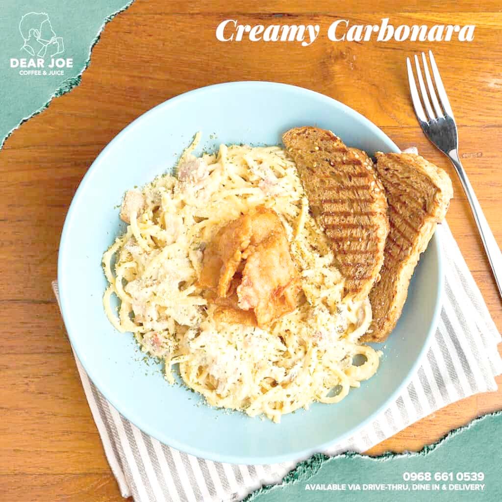 DEAR Joe’s creamy carbonara.