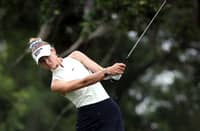 NELLY Korda of the United States hits her shot on the fourth hole during the opening round of the The Chevron Championship 2026 at Memorial Park Golf Course on 23 April in Houston.
