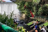 DINING where water flows beneath.