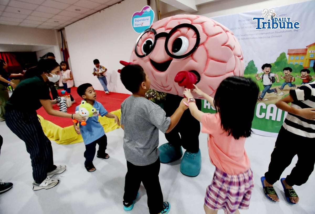 (April 25 2026) Children with the autism spectrum enjoy performing and playing the mascot with their parents as they join the Philippine Children’s Medical Center 3rd Autism Camp, a series of lectures and workshops for parents, a community effort that brings together families, health professionals, and advocates in one setting. And also to support, Inspire, Nurture: Autism Empowering Guardians. during the launching held at PCMC hospital in Quezon City on Saturday April 25 2026. With the volunteers Neurodevelopmental Pediatrics teachers. Photo/Analy Labor