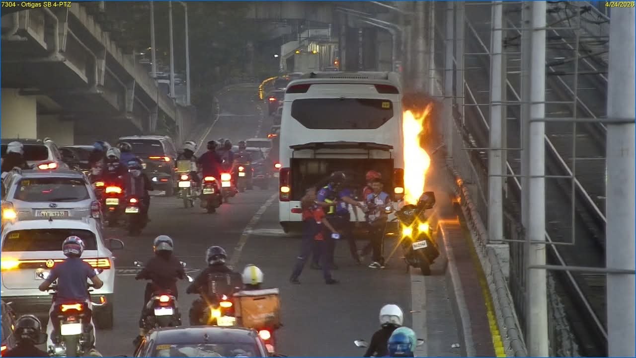 EDSA-Ortigas flyover closes after tourist bus fire