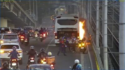 EDSA-Ortigas flyover closes after tourist bus fire