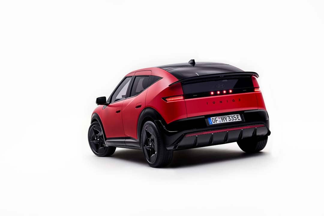 REAR lines on the Hyundai IONIQ 3 follow the new Aero Hatch design that blends efficiency with extra room for passengers and cargo.