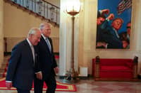 Britain’s King Charles III and US President Donald Trump toured the White House, passing a painting depicting Trump’s 2024 assassination attempt.