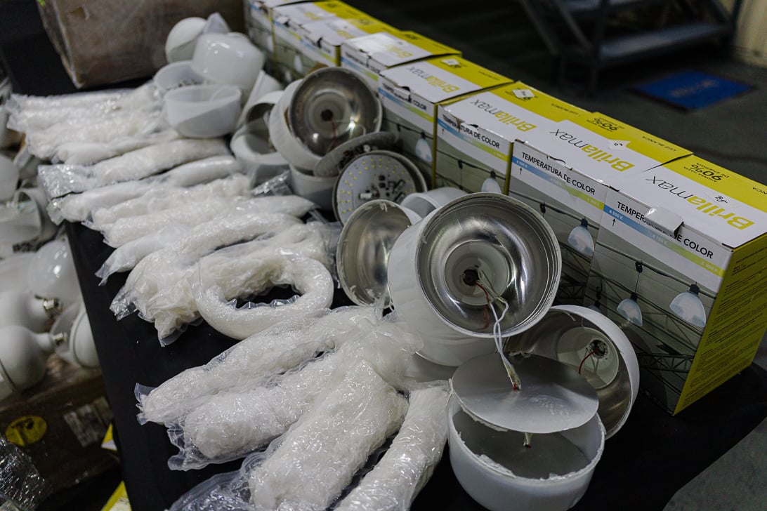 Customs officers pried open LED spotlights containing shabu at a warehouse in Parañaque City on Tuesday, April 28, 2026.

The seized illegal drugs, which reportedly originated from Mexico, have an estimated value of nearly P250 million and were intended for shipment to Valenzuela.