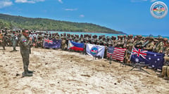 Allied troops repel mock amphibious assault