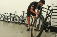 LEE Jung Ho of Seoul Korea Cycling Team is making sure that his equipment is ready for battle ahead of Stage 1 of the MPTC Tour of Luzon 2026 in Calatagan, Batangas on Wednesday.