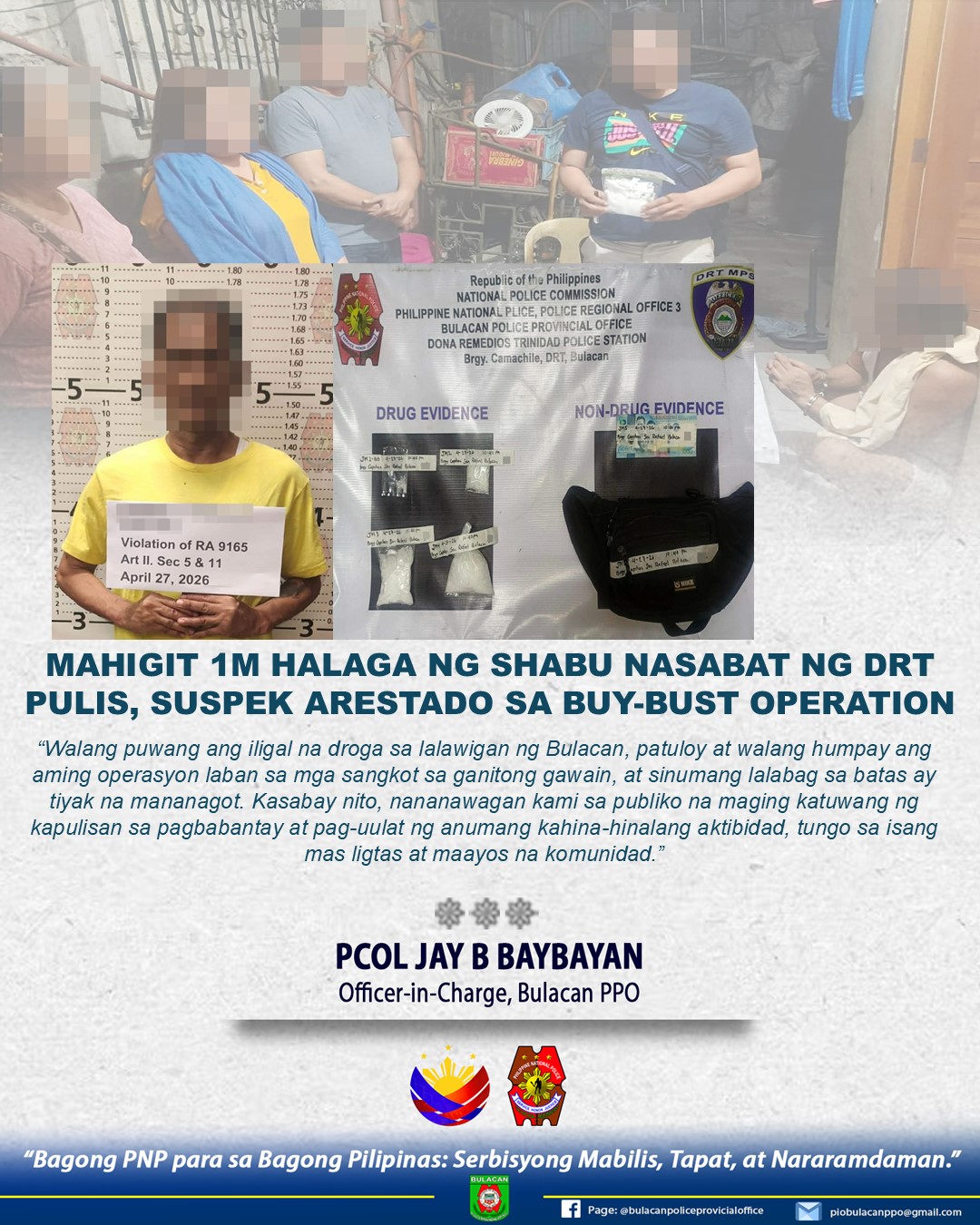 P1M worth of shabu seized by Bulacan police