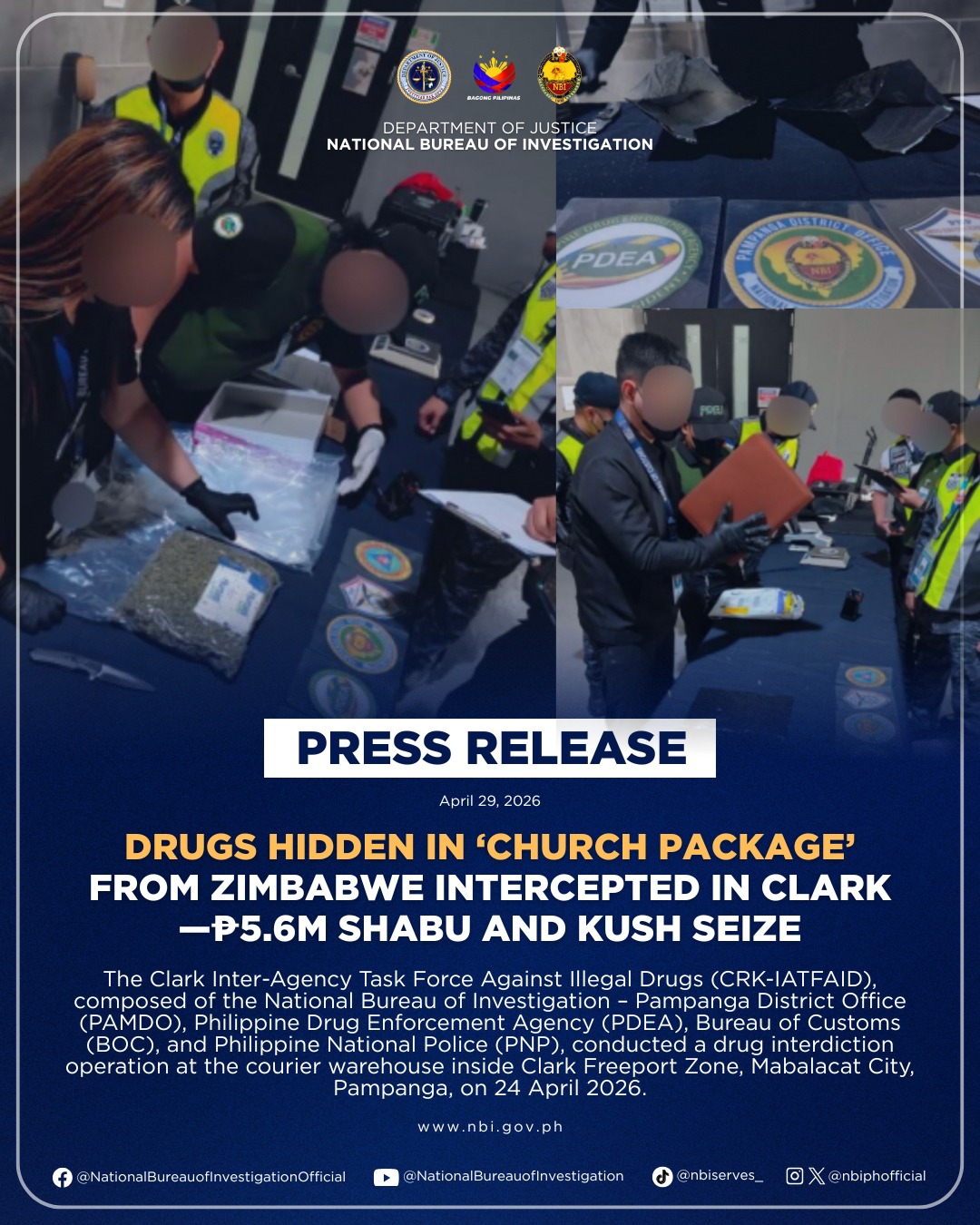 P5.6M illegal drugs stashed in 'Church package' from Zimbabwe seized