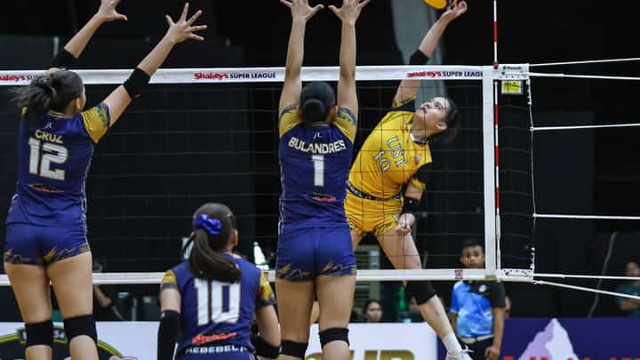 NICOLE Pelaez and the UST Junior Tigresses hang tough down the stretch to eke out a 25-22, 19-25, 17-25, 25-19, 15-11 win over the NUNS Lady Bullpups in the semifinals of the SGVIL Rising Stars Cup Division 1 on Thursday.