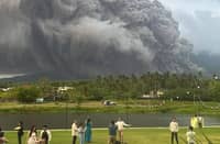 MAYON Volcano steals the show from residents in the midst of an event in Camalig, Albay, as thick gray smoke billowed into the sky,reducing visibility for some tourists in the area. Authorities continue to assess the extent of the eruption and potential for further activity.
